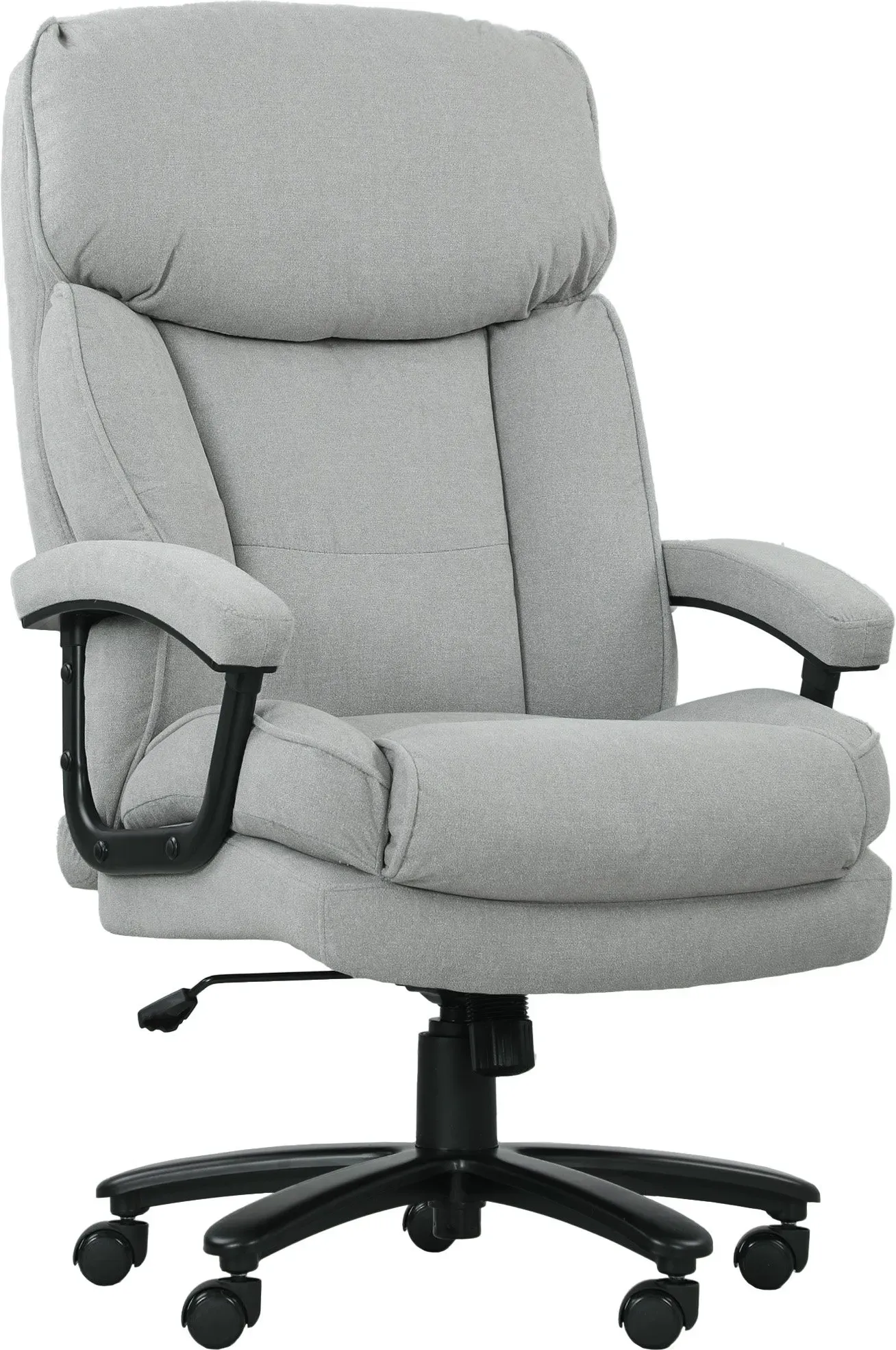 HOMCOM Bürostuhl, Ergonomisch Schreibtischstuhl mit Wippfunktion, Leinenoptik, Höhenverstellbar PC Stuhl mit Drehfunktion, Dicke Kissen, bis 200 kg belastbar, für Home-Office, Hellgrau   Aosom