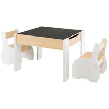 Costway Kindersitzgruppe 4-in-1 2 Stühle 90 x 60 x 50 cm Holz weiß grau
