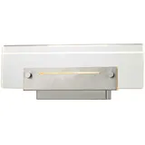 ESTO Wandleuchte Chrom Schlafzimmer Wohnzimmerleuchte LED Wandlampe Modern, mit Schalter, Acryl klar, 2x 3W 300lm warmweiß, LxBxH 26x11x5,5 cm