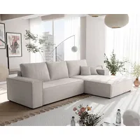 IDOHOME-Polsterecksofa NOVA mit Schlaffunktion und Bettkasten Ecksofa in L-Form Wohnzimmer Sofa mit Bettkasten Couch Rechts Poso 100 Beige - Beige