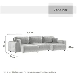 maison de rêve Wohnlandschaft Zanzibar ¦ grau ¦ Maße (cm): B: 325 H: 79