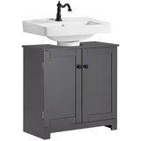 SoBuy Waschbeckenunterschrank Badschrank Waschtisch Unterschrank Badmöbel Dunkelgrau 60 x 60 x 30 cm