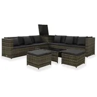 vidaXL 8-tlg Garten-Lounge-Set mit Kissen Poly Rattan Grau Modell 56