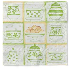 Sovie HOME Serviette Cookie in Grün aus Tissue 33 x 33 cm, 20 Stück - Kaffee Cafe Tee Blumen Punkte