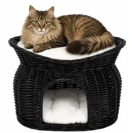 LIONTO Weidenkorb für Katze schwarz
