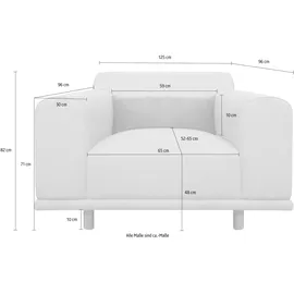 otto home Loveseat OTTO HOME "Maroon Sessel", beige, B:125cm H:82cm T:96cm, Struktur grob ( 100% POLYPROPYLEN;Struktur fein ( 100% Polyester);Struktur (100% Polyester), Sessel, in skandinavischem Design, mit losem Kissen