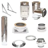 ASTEC Edelstahlschornstein Bausatz doppelwandig DN 180 mm Edelstahl 8,3 m transparent/weiß