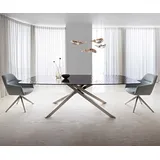 DELIFE Esstisch Edge, Boot Reliefglas Rauchschwarz 3D-Design 240x120 Kreuzgestell Rechteck E schwarz 240 cm x 76 cm x 120 cm