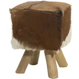 Beliani Hocker Dalton Leder 31 x 45 x 31 cm Weiß