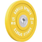 GORILLA SPORTS® Bumper Plates - 50mm, Einzeln, 5/10/15/20/25 kg, Gusseisen, Gummiert - Hantelscheiben, Gewichte Hantel, Gewichtsscheiben, Olympia Hantelscheibe, Weight Plates, Langhantel Scheiben