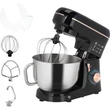Homcom Küchenmaschine Knetmaschine 5,5L Edelstahlschüssel 1400W 6+P Geschwindigkeits Teigmaschine mit Rührhaken, Knethaken, Schlagbesen, Spritzschutz, Teigschaber und Eiertrenner Schwarz - 2 Jahre Gewährleistung - mind. 14 Tage Rückgaberecht - Schwarz
