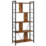 VASAGLE Kinderbücherregal 5 Ebenen 74 x 30 cm braun schwarz