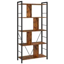 VASAGLE Kinderbücherregal 5 Ebenen 74 x 30 cm braun schwarz
