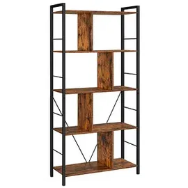 VASAGLE Kinderbücherregal 5 Ebenen 74 x 30 cm braun schwarz