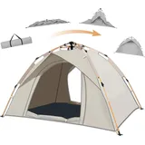 Sadodo Familien Camping Pop-up-Zelt, 3-4 Personen Wasserdicht,3-4 Mann-Zelte,Wurfzelte,Schnellaufbau Zelt,Campingzelt für Camping mit Anti-Moskito Insekten Kuppelzelte Tents (Silber)