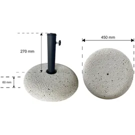 casa.pro Sonnenschirmständer, Bitritto Beton Ø45x6 cm, Steinoptik, Weiß, casa.pro