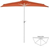 Balkon Sonnenschirm halbrund terracotta 2,7m Polyester 160g/m2 Höhe 2,35m Kurbel