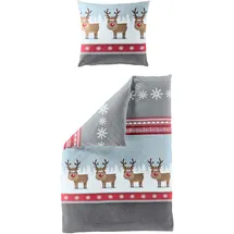 BIERBAUM Bettwäsche Biber, grau % 155x220cm, mit 1 Kissen) - 135x200cm, mit 1 Kissen