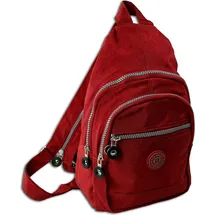 Jennifer Jones Leather Crinkle Nylon Rucksack Rot