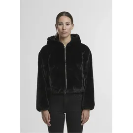 URBAN CLASSICS Ladies Full Zip Faux Fur Hoodie - schwarz,