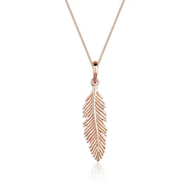 Elli Halskette mit Feder Anhänger 925 Sterling Silber Roségold