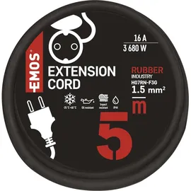EMOS Verlängerungskabel 1,5mm2, Länge 5m, Gummi-Neopren, schwarz