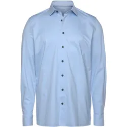 Langarmhemd OLYMP "Luxor 24/Seven modern fit Jerseyshirt", Herren, Gr. 44, N-Gr, blau (hellblau), Jersey, Obermaterial: 92% Baumwolle, 8% Elasthan, casual, Langarm, Hemden, mit geruchshemmenden Materialeigenschaften