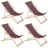 Liegestuhl Strandliege Gartenliege Sonnenliege 4er Set Dunkelrot Buchenholz