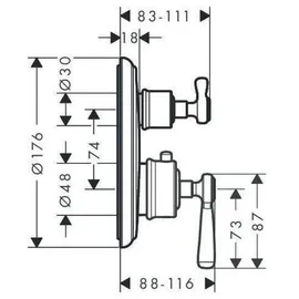 Axor Montreux Thermostat Unterputz mit Hebelgriff, 1 Verbraucher, 16801340,