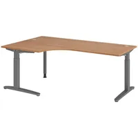 Bümö Schreibtisch Nussbaum, Graphit, Nachbildung,Nussbaum, Rechteckig, 200x74x120 cm FSC
