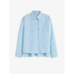 bonprix Popeline-Bluse, blau, 50, mit Baumwolle