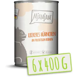 MJAMJAM 400 Gramm Katzennassfutter 6 x leckeres Hühnchen mit Birnen