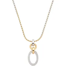 LEONARDO Kette mit Anhänger "Halskette Lena", gelb (edelstahlfarben, gelbgoldfarben, kristallweiß), Halsketten, Damen, Edelstahl, L: 47 B: 1mm, mit Zirkonia (synth.), B:1mm