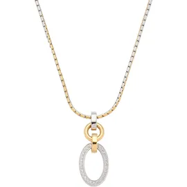 LEONARDO Kette mit Anhänger "Halskette Lena", gelb (edelstahlfarben, gelbgoldfarben, kristallweiß), Halsketten, Damen, Edelstahl, L: 47 B: 1mm, mit Zirkonia (synth.), B:1mm