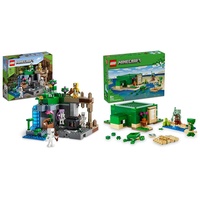 LEGO Minecraft Das Skelettverlies, Set mit Höhlen, Skelettfiguren & Minecraft Das Schildkrötenstrandhaus, Spielzeug-Haus mit Zubehör