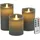 LC Home LED Kerzen 3er Set 7,5x10/12,5/15 cm grau
