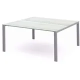 Rocada Mehrfacharbeitstisch Total BxTxH 180x163x73cm Gestell grau Platte Glas satiniert.