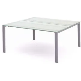 Rocada Mehrfacharbeitstisch Total BxTxH 180x163x73cm Gestell grau Platte Glas satiniert.