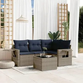 vidaXL Gartensofa-Set 5-tlg. grau Polyrattan