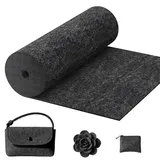 PWGHWG Filzrolle Filzstoff, Filz Meterware 30 cm × 300 cm Bastelfilz 3mm für DIY Filzunterlage Taschenfilz Patchwork Nähen Stickfilz, Polyester Filzmatten zum Zuschneiden (Dunkelgrauen)