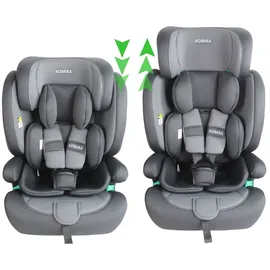 XOMAX Kindersitz ISOFIX I mitwachsend I 9-36 kg, 15 Monate - 12 Jahre, Gruppe 1/2/3 I 5-Punkt-Gurt und 3-Punkt-Gurt I Bezug abnehmbar und waschbar I ECE R129 I anthrazit-grau