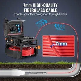 Vevor Kanalkamera 50m Rohrkamera Rohrinspektionskamera mit 25,7cm Touchscreen