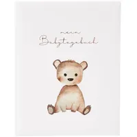 Goldbuch 11 458 Babytagebuch Teddybär, Babybuch 21 x 28 x 1 cm, Baby Album 44 illustrierte Seiten, Tagebuch Einband Kunstdruck mit Roségold, Babyalbum für Mädchen und Jungen, Fotobuch Beige