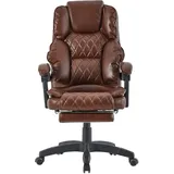 Trisens Bürostuhl mit Fußstütze und flexiblen 3-Punkt-Armlehnen - Schreibtischstuhl im Lederoptik-Design - ergonomischer Bürostuhl mit einer verstellbaren Rückenlehne für gesündere Sitzhaltung