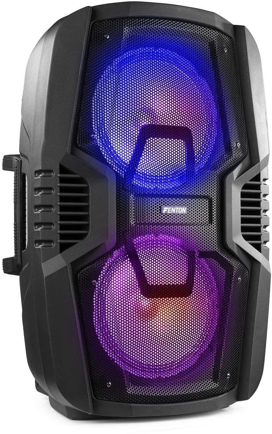 Fenton FT210LED - tragbarer Partylautsprecher, Bluetooth Partybox mit Lichteffekt und Mikrofon, 700 Watt Peak, Karaoke Maschine 2X 10 Zoll, Musikbox, Party Speaker, mobiler Lautsprecher