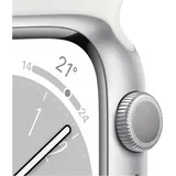 GPS + Cellular 45 mm Edelstahlgehäuse silber, Sportarmband weiß