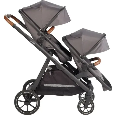 babyGO Geschwisterwagen Duo  Grey / brown grip