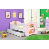 Luxusbetten24 Kinderbett Luna mit Stauraum und verschiedenen Motiven 140x70 Kitty