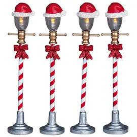 Lemax Santa Hat Street Lamp Set von 4 mit Beleuchtung