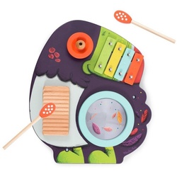 Moulin Roty Spielzeug-Musikinstrument Musik Spielzeug Tukan Xylophon Trommel Becken Waschbrett Kinder